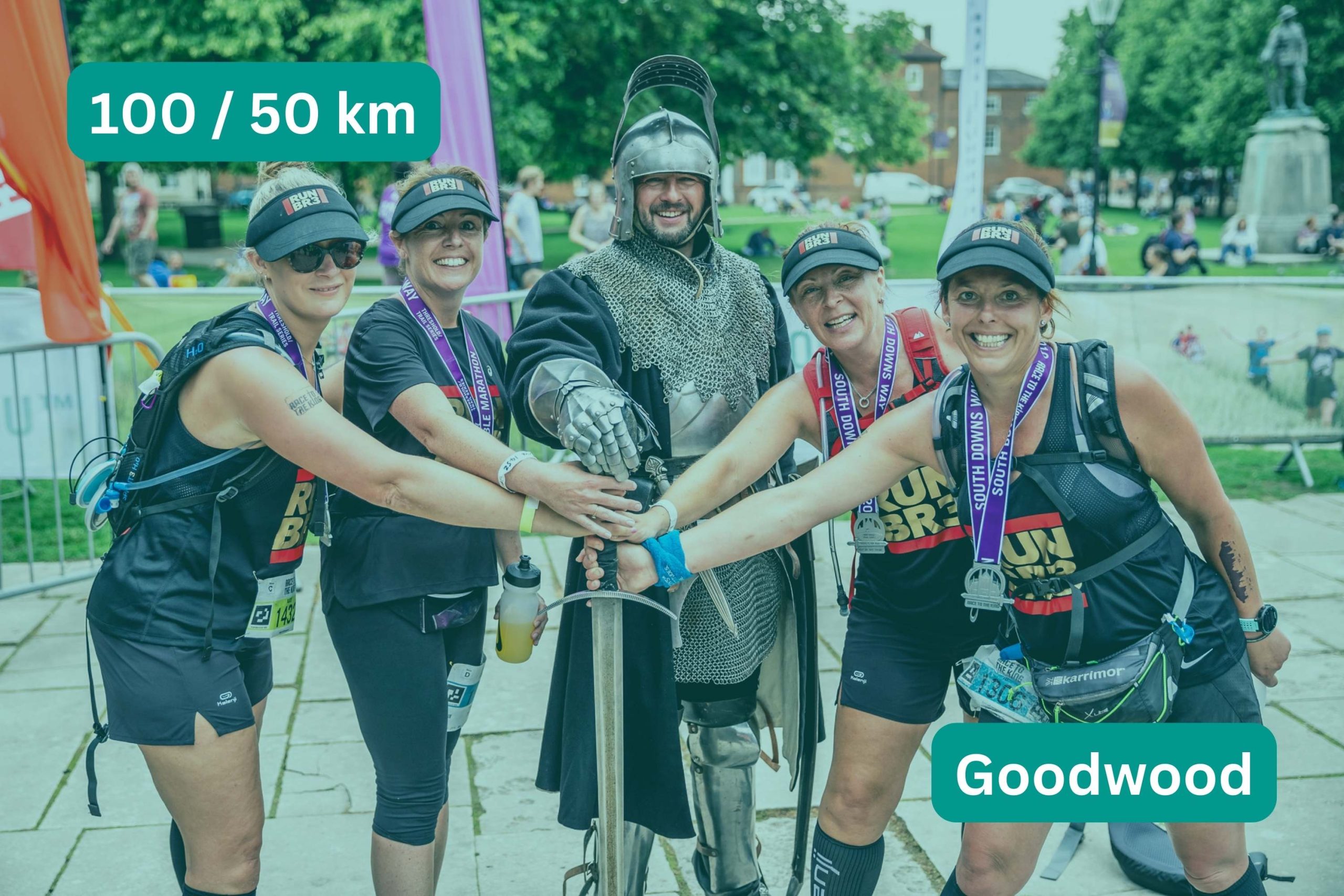 four women and a knight after completing 100km