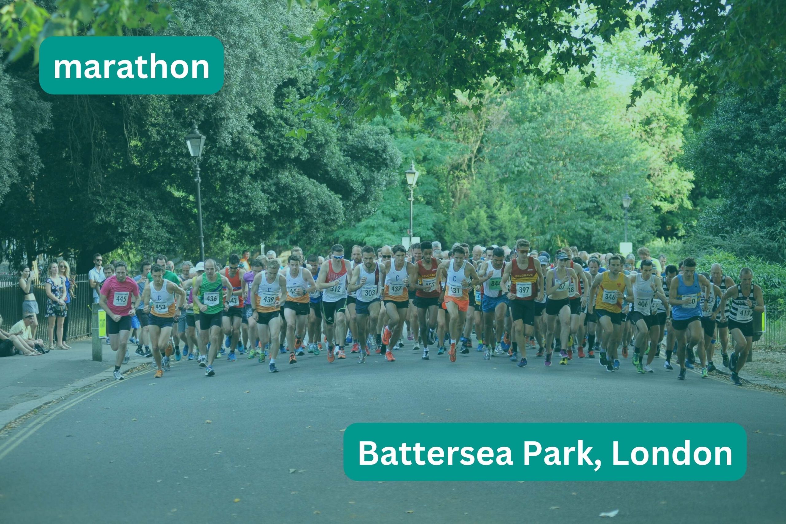 mass start in battersea park marathon
