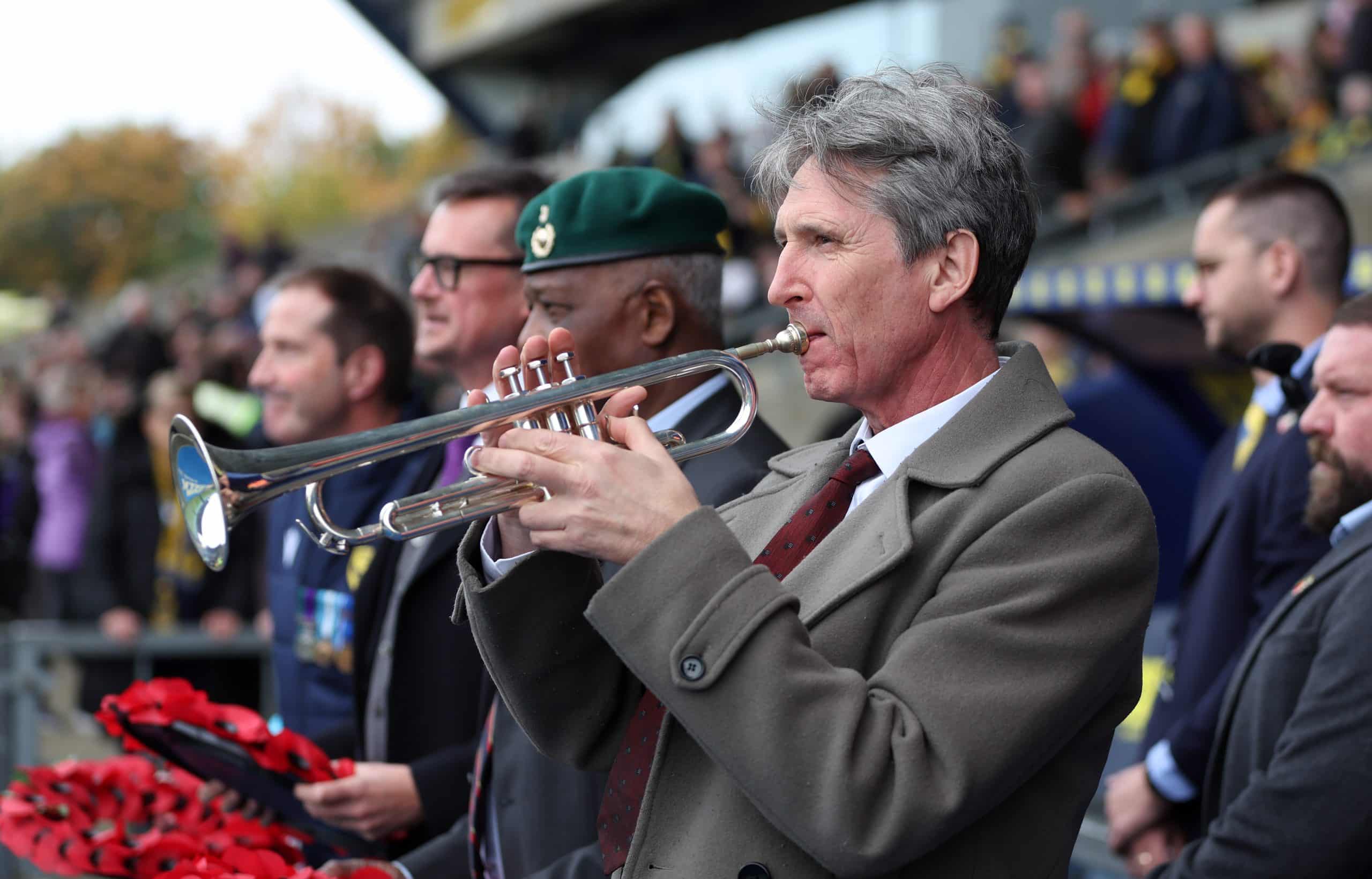 Andrew playing the last post at Oxford United